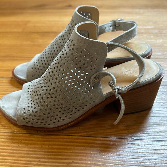 rag & bone Gray Perforated Suede Open-Toe Block Heel Sandals - Picture 6 of 6
